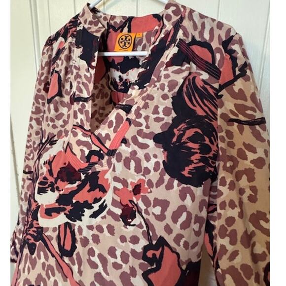 NWOT Tory Burch Silk Cheetah Print Tunic Blouse 8 - Picture 3 of 10